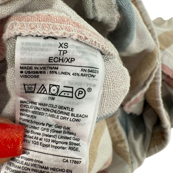 Gap Shorts Linen Blend Striped XS Muted Tones Elastic Waist 3 Inch Inseam Beach - Picture 6 of 8